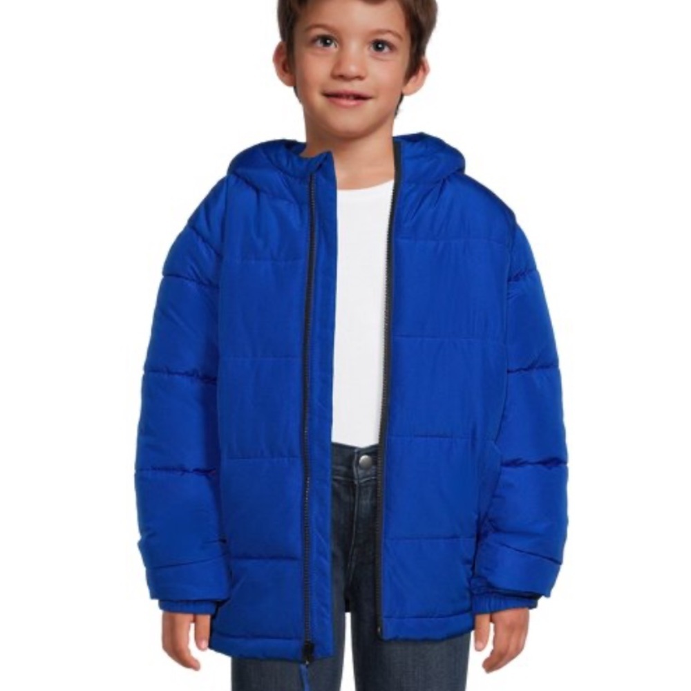 SWISS TECH Blue Hooded Puffer Jacket Blue Parka Youth Size Medium 8 Winter